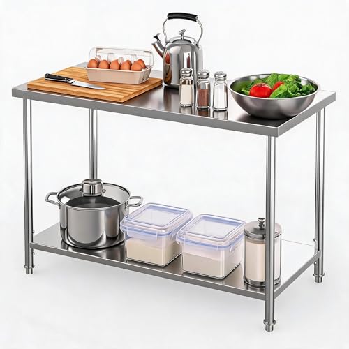 Garvee Stainless Steel Table, 60" x 24" NSF 2 Tier Prep Table
