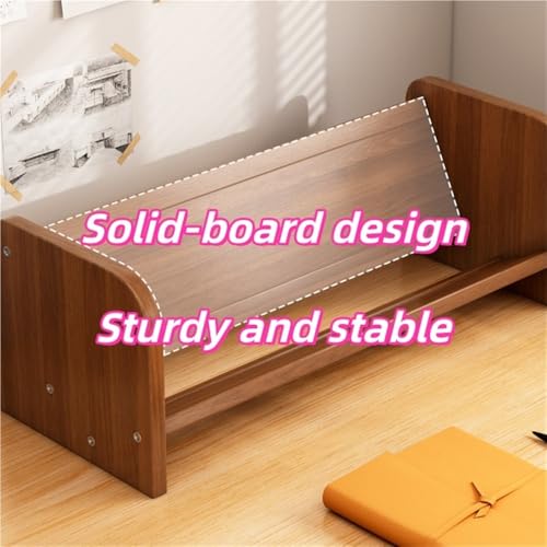 Desktop Bookshelf Organizer, CD Display Storage Box, Tilted Magazine Rack, Wood Countertop Display Stand for Study, Office, Living Room(15.8 * 9.5 * 7.1IN)