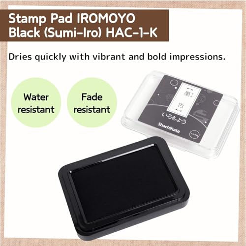 Perpetual Calendar Rubber Stamp Set｜Consolidated Numbers Stamp English GRJ-5ACE，Stamp Pad IROMOYO Traditional Japanese Ink Colour Black (Sumi-Iro) HAC-1-K & Sticky Notes Set