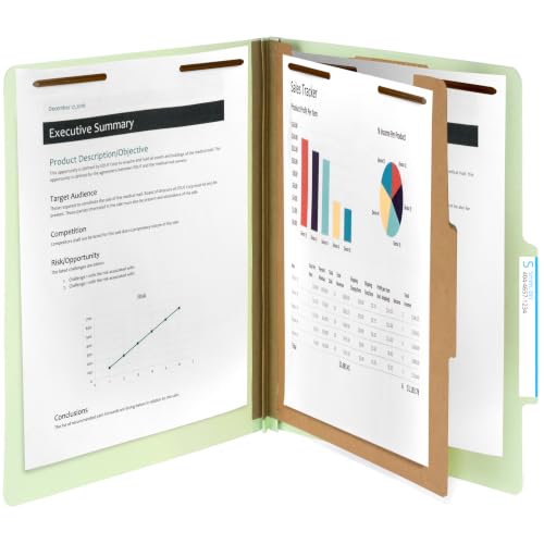 Blue Summit Supplies 10 Classification Folders, 1 Divider, Gray Green