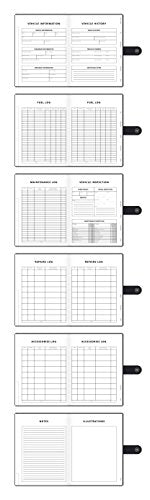 GUWQ Vehicle Maintenance & Fuel Log Book - Automotive and Car Care Record Journal - Faux Leather Notebook for Gas Receipt, Expenses, Mileage, Automobile Service History - Budget Tracker for Car Owners