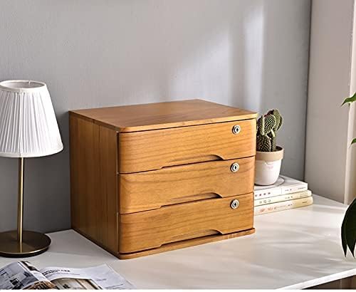 GFSGHZZ Lockable Desktop Storage Box - Wooden A4 Nizer for Office Supplies Flat File Cabinet with Drawers for Receipts & Documents Elegant Desktop Nizer Solution,C-2 Drawers