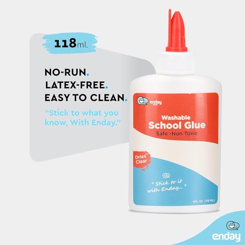 Enday White School Glue 4 oz (48 Pack) – Glue for Crafts, Washable Liquid White Glue, White Glue Craft Adhesive, Glue White Bottles, Non-Toxic Bulk Glue for Kids, Slime & Arts