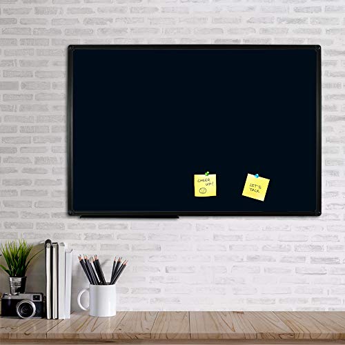 JILoffice Magnetic Chalkboard/Black Board 36 x 24 Inch, Black Aluminum Frame Board with Marker Tray for Office Home and School, Best Choice for Note and Art