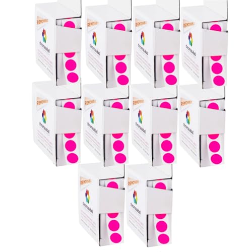 ChromaLabel Fluorescent Pink Dot Stickers, 1/2 Inch, 1000/Box Case of 10