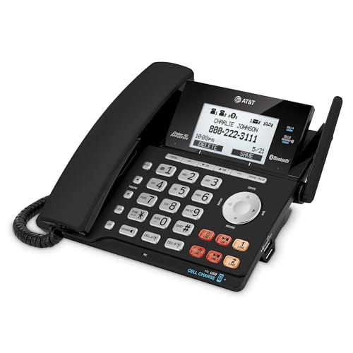 AT&T TL86123 2-Line Corded/Cordless Phone with Answering System, DECT 6.0 Digital Technology, Caller ID/Call Waiting, Intercom, Call Transfer and Remote Access (2 User System)