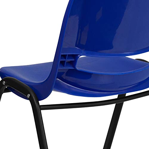 Classroom Essentials 440 lb. Capacity Kid's Navy Ergonomic Shell Stack Chair with Black Frame and 14" Seat Height