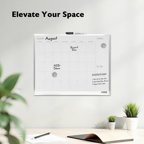BAZIC Products Aluminum Frame Magnetic Dry Erase Calendar Board, 16 x 20 in