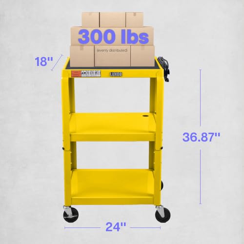 LUXOR UCMT1-YW Adjustable-Height Steel Utility Cart - Yellow