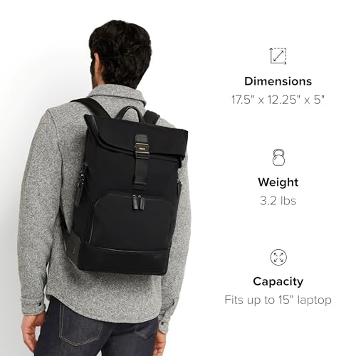 Tumi Unisex Osborn Roll Top Backpack, Midnight Black, One Size