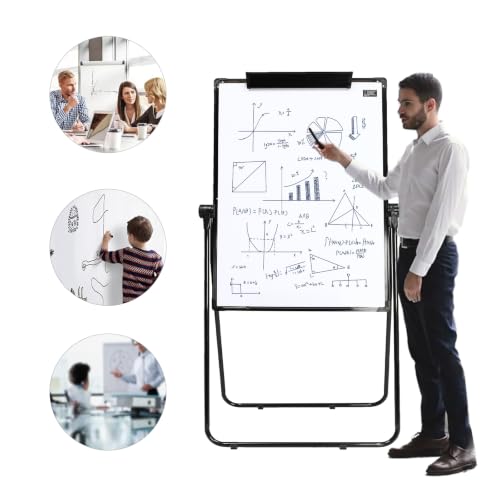SHONFYVS 40x28 Rolling Whiteboard Double Sided Magnetic Mobile Easel Stand