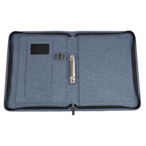 WEDO Ring Binder A4 Denim 2 Ring Binder with Zipper, Blue, 3 Card Slots, 2 Pen Slots, Removable, Large