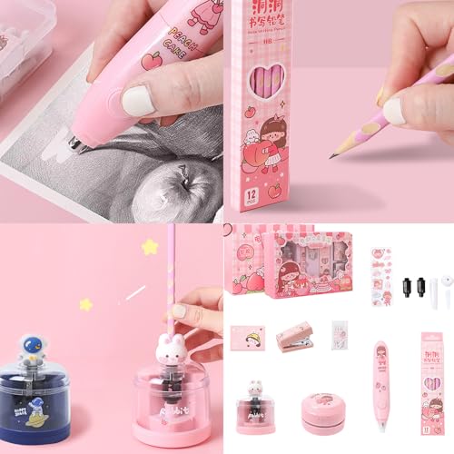 Rechargeable Electric Stationeries Multifunction Automatic Pencil Sharpener Electric Eraser for Student Study Educational Stationeries