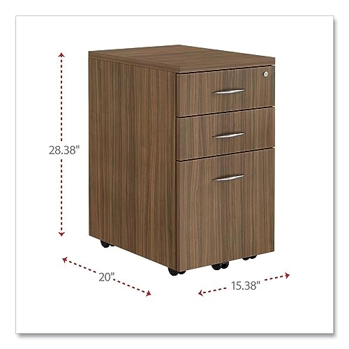 Alera Alera Valencia Series Mobile Pedestal File, Left/Right, 3-Drawer: Box/Box/File, Legal/Letter, Walnut, 15.88 X 20.5 X 28.38