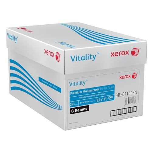 Xerox Vitality 8.5-inch x 11-inch Premium Multipurpose Paper, 24 lbs., 97 Brightness, 4000 Sheets/Carton (1001)
