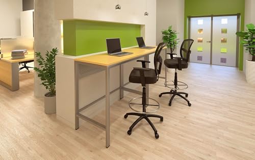 Scranton & Co Mesh Adjustable Height Drafting Stool, Black Finish, 46-49 in H x 27 in W x 27 in D, 4 in Foam Seat Cushion, Chrome Footring, Hooded Casters, Commercial Grade Office Chair