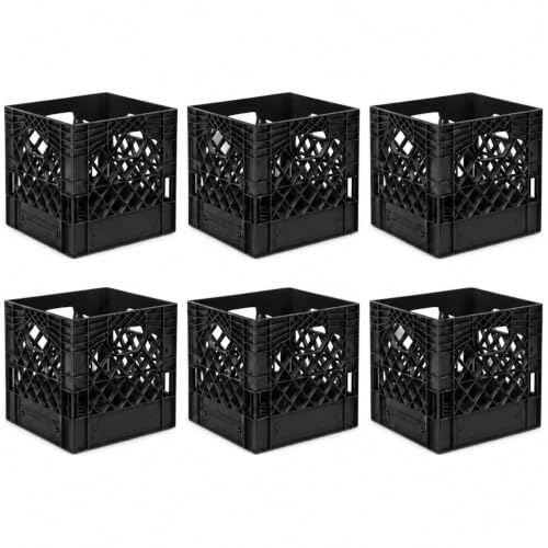 7 Gallon or 28 Quart Plastic Square Milk Crates, Storage Totes | 6 Pack