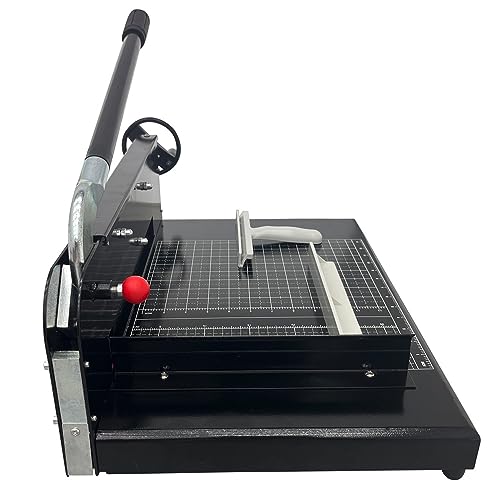 EQCOTWEA Manual Stack Paper Cutter, Max 12.2inch A4 Cutting Width Guillotine Paper Trimmer, 0.02inch-1.58inch(0.5-40mm) Cutting Thickness with Gridlines Metal Base Desktop Stack Cutter Black Color