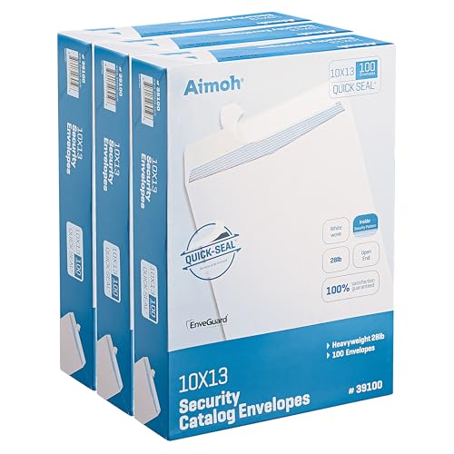 Aimoh 10x13 Large White Security self-seal Catalog Envelopes, 300 Count