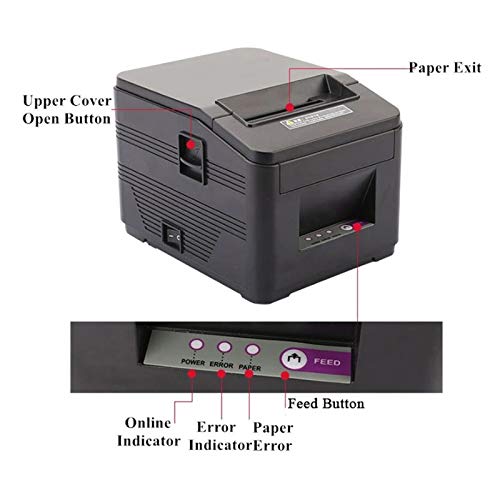 HBCDAAQ Kitchen Receipt Printer 160mm/s High Speed 80mm for Supermarket Cashier Small Bill Issuing Machine UBS+Network Port
