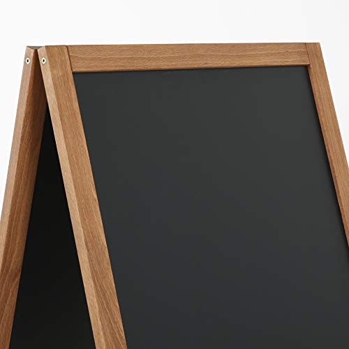 M&T Displays Rustic Dark Wood Double Sided Sandwich Board Floor Standing Folding Advertising Magnetic Chalkboard Signs Sidewalk Restaurant Menu Board for Outdoor 18.10x26.5 Inches