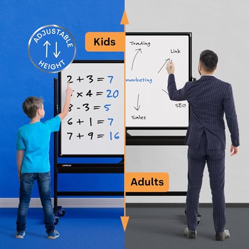 Kamelleo Rolling Whiteboard on Wheels 48" x 36", Double Sided White Board