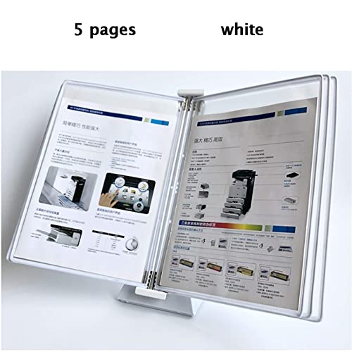GFSGHZZ File Organizer for Desk - Desktop Reference Organizer, 10-Page Double-Sided Panel Horizontal Catalog Reference System, Wall-Mounted Menu Display, Durable Desk Display Unit, A4 Size,White