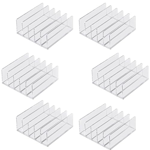 Halyuhn 6Pack Acrylic Mail Organizer for Desktop, 5 Slot Clear Mail Sorter