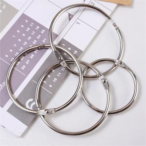 Book Rings 100pcs 50mm Metal Loose-Leaf Binder Rings Notebook Index Cards Album Binding Clip DIY Multifunctional Bind Ring Office Supplies for DIY Travel Diary