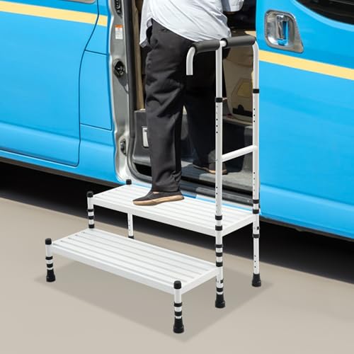 Step Stool with Handle 2 Step Steel Frame Non-Slip Rubber Feet Height