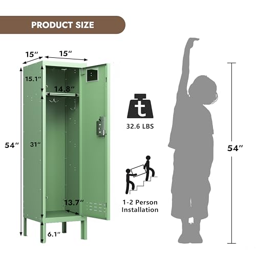 BUTISOW Metal Kids Locker,Metal Cabinet Storage Lockers,Lockable for Employees with Door,54" Height Steel Locker,Lockable Steel Locker for Children's Room, Playroom, School,Gym