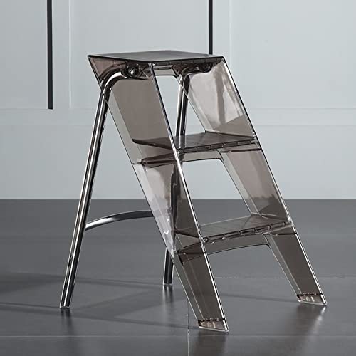 LWJQRSP 3 Step Ladder Folding Step Stool for Adults, Portable Acrylic Stool with Ladder, Adult Step Stools Foldable Stool for Home Office