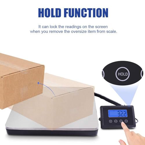 DFEDHF Digital Postal Scale 180kg/400lb Parcel Shipping Scale with Separate Large LCD Display, g/kg/oz/lb Switchable, with Stable & Hold Indication for Packages/Post Office/Home