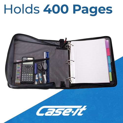 Case-it Workstation Zipper Binder | 2-Inch O-Rings | LT-117 Black
