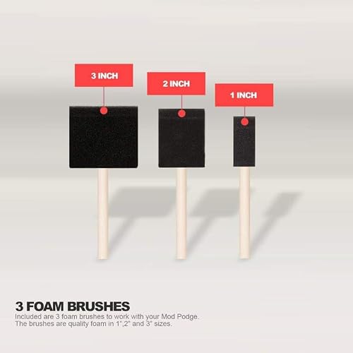 15 x Assorted Sizes Foam Paint Brush, Sponge Paint Brush Set with Wooden Handle Lightweight Painting Tool Arts Supplies for Acrylics, Oils, Stains, Varnish, Watercolours, Mod Podge Glue