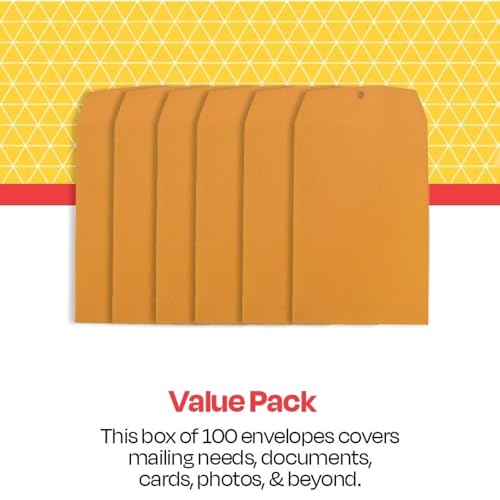 School Smart - 85038 Kraft Envelope with Clasp, 6 x 9 Inches, Pack of 100