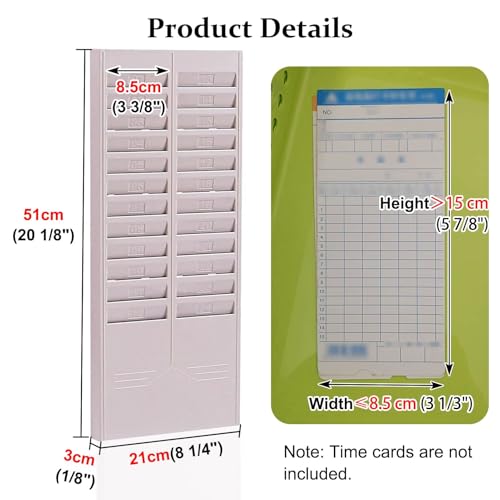 Time Card Rack 24/50 Slot Time Card Holder Wall Mount, Plastic Job Ticket Rack for Warehouse Factory Workshop, Easy Install Employee Punch Card Organizer Rack(Gray,24 Pockets)