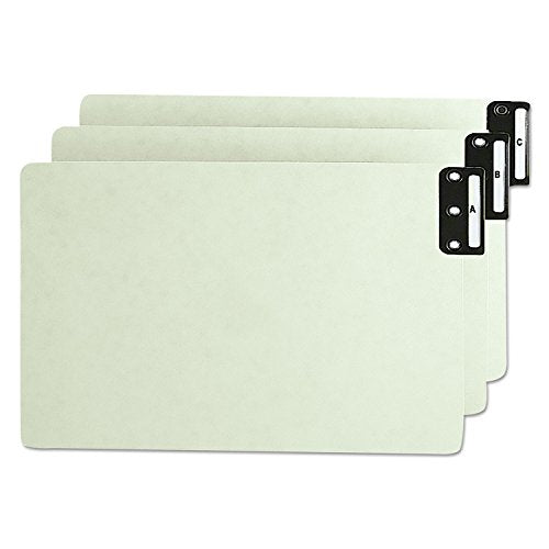 Smead 100% Recycled End Tab Pressboard File Guides, Vertical Metal Tab (A-Z), Extra Wide Legal Size, Gray/Green, Set of 25 (63276)