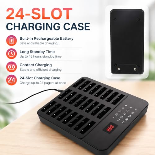 LOUKIENE Restaurant Pager System, 24 Pagers Wireless Customer Paging System