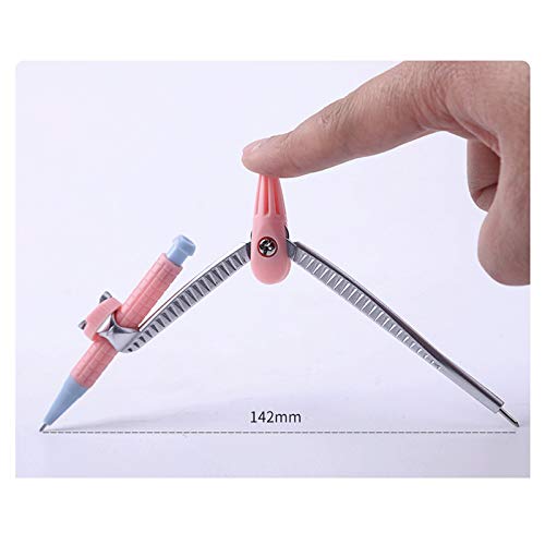 Math Compass Professional Compass Kit with Small Pencil, Precision Locking Divider, Ideal for Drawing Circles, Student's Compass Kit (Pink) Compass Set