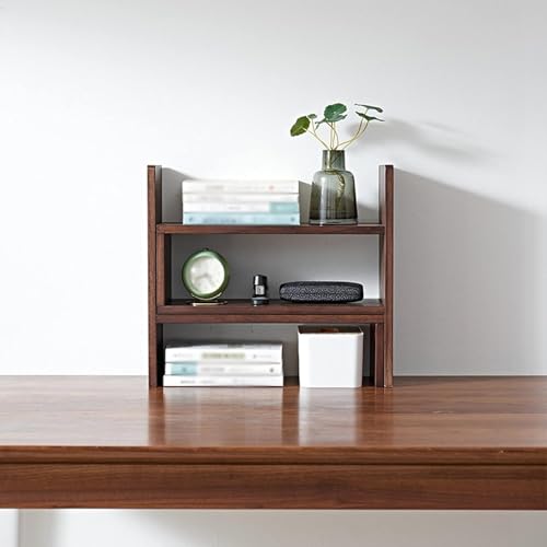 HDXJIZCQ Storage Shelving Unit Vintage Brown Wooden Bookshelf Desktop Organizer Office Rack Adjustable Display Book Shelf Stand