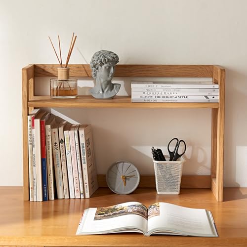 Solid Wood Desktop Bookshelf, Simple Small Storage Shelf Desktop Organizer Computer Desk Hutch Dorm Table Top Bookcase Display Rack for Office and Home (Size : 60x20x40cm)
