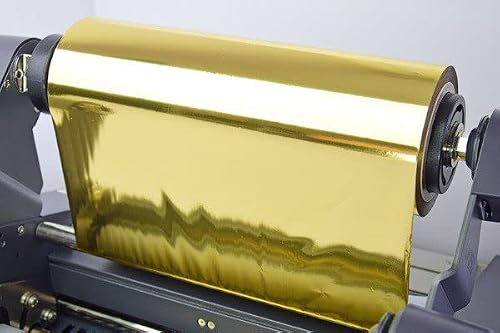 Printable Gold Metallic Foil Laminating Toner Reactive Fusing Foil 12.6" x 984’, 3" Core - Flaring Foil - Sleeking Foil - Digital Foil for DUPLO DFL-500 Q-Topic