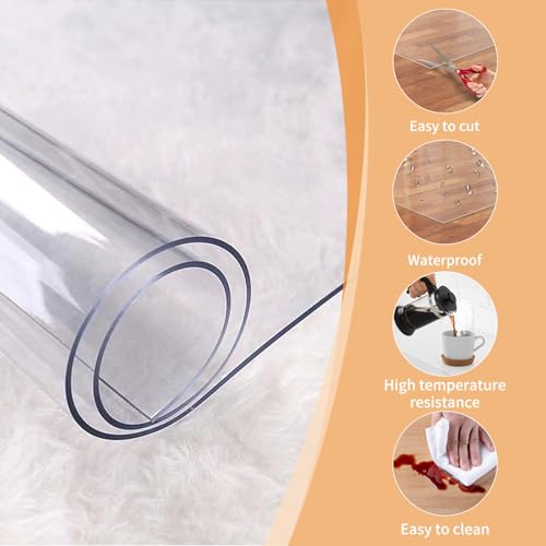 WHWM Large Clear Floor Mat 98.4" x 55.1" - Pet Flooring Protector, Clear Plastic Rug Protector, Vinyl Floor Mat - Ideal for Hardwood Floors, Home & Office Use - Waterproof and Easy to Clean