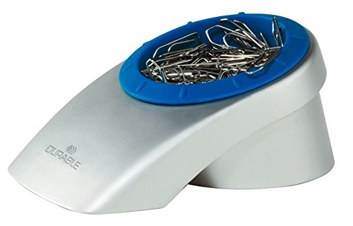 Durable Vegas Paper Clip Holder with 100 Paper Clips - Black/Grey