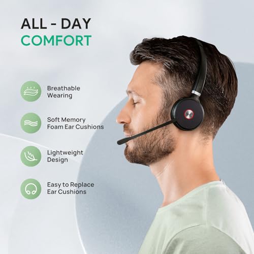 Yealink WH62 Stereo DECT Wireless Headset, Teams Certified for Deskphone PC