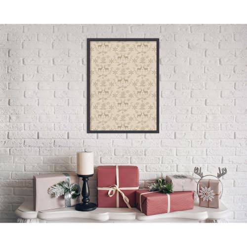 Kate and Laurel Framed Fabric Pinboard, 19x25 Christmas Reindeer Linen