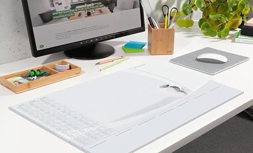 SIGEL H7370 Paper Desk Pads, 3-Year calendars and Weekly Planners, A2 (59.5 x 41 cm), Harmony Design, White and Grey, 30 Sheets