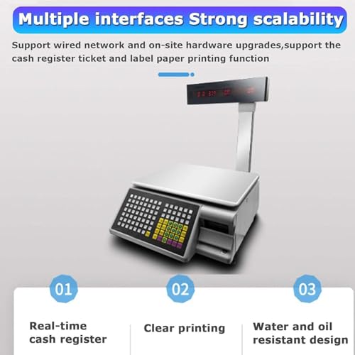 XQZMZSCP Label Printing Scale,Commercial Weight Calculator Barcode Scales,Double Sided Display,71 Shortcut Keys,for Food Retail Store,Supermarket (15kg)