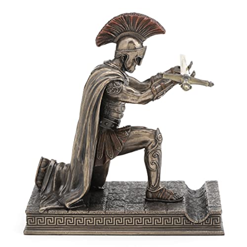 Veronese Design 7 1/8 Inch Roman Centurion Kneeling Pen Holder Resin Statue Bronze Finish Zinc Letter Opener